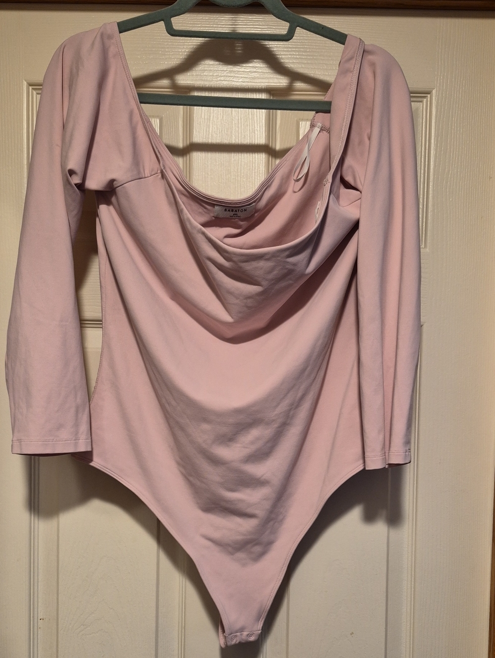 ARITZIA Babaton Pink Long-Sleeve Draped Bodysuit